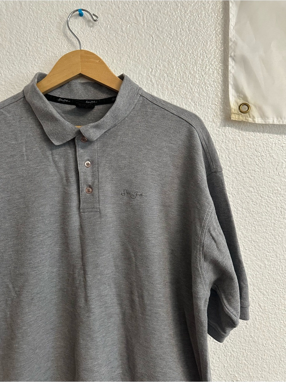 Sean John XXL Gray Y2K Embroidered Cotton Polo Shirt